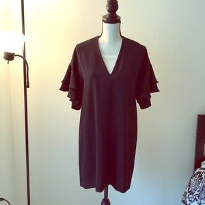 NWT Zara Black Ruffle Sleeve Dress